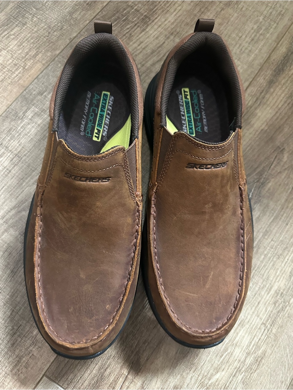 Skechers Men’s Brown Leather Slip-On Moccasin Loafers